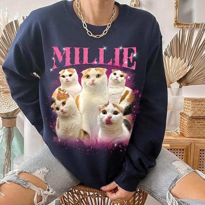 H-DEWALL Custom Shirts Custom Bootleg Rap Shirt for Him Custom Face Shirt with Photo Pet Custom Tees Gift for Dog Cat Lover