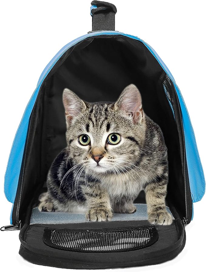 Pawer 18” x 11”x 11” Soft-Sided Foldable Airline Approved Pet Carrier for Cat, Puppy and Small Dog, Washable 600D Oxford Fabric, with Handle and Strap for Carry, Multiple Colors Available