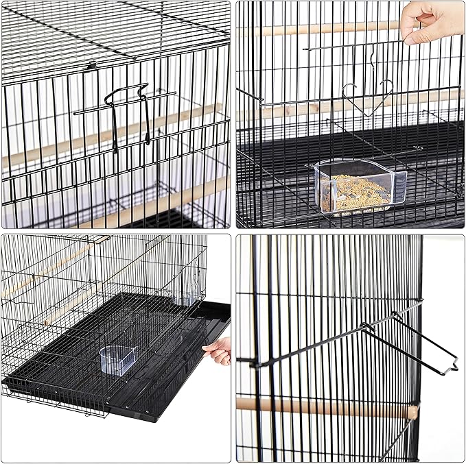 Yaheetech 30‘’ Flight Bird Cage Stackable Design for Small and Medium Birds with Slide Out Tray and Bottom Grate Budgies Cockatiels Lovebirds Canaries Parakeet Cage