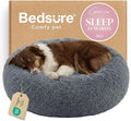 Bedsure Calming Dog Bed for Large Dogs - Donut Washable Large Pet Bed, 36 inches Anti-Slip Round Fluffy Plush Faux Fur Dog Bed, Fits up to 80 lbs Pets, Dark Grey