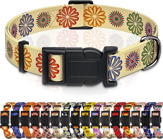 Dog Collar, Classical Indian Spirit Boys Girls Puppy Collar for Small Medium Large Dogs, Adjustable Soft Indian Pet Collar with Safety Buckle for Male Females(Beige,XL)
