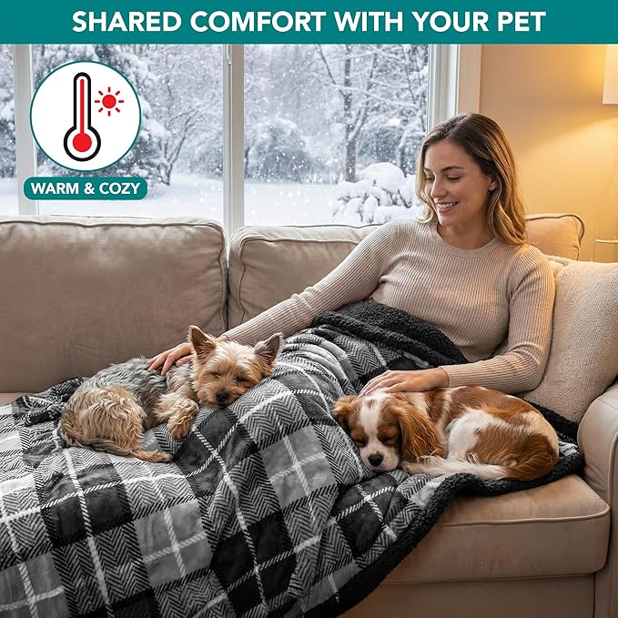 PetAmi Waterproof Dog Blanket for Medium Large Dog Puppy Cat Throw for Couch Cover Leakproof Protection, Sherpa Fleece, Reversible Soft Washable 60x40 Wine Red