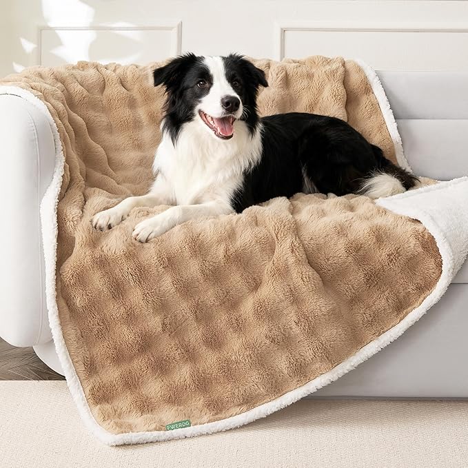 Soft Cozy Waterproof Dog Blanket for Couch - Room Decor Medium Pet Blanket for Furniture Protector, Washable Dog Crate Blankets for Indoors & Outdoors, Khaki, 30"x40"
