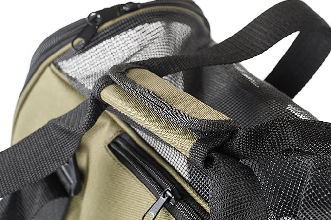 Pawer Soft-Sided Pet Carrier for Cat and Small Dog,Olive Color,Medium Size,Washable 600D Oxford Cloth Airline Approved Travel Tote,with 2 Mesh Opens and a Strap for Carry,Multiple Colors Available