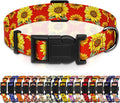 Dog Collar, Floral Boys Girls Puppy Collar for Small Medium Large Dogs, Adjustable Soft Pet Collar with Safety Buckle for Male Females (Red Sunflower, M)