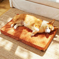 FUKUMARU Dog Bed, Thickened Corduroy Orthopedic Dog Beds with Washable Cover, Large Waterproof Dogs Bed for Crate, 28D Egg Crate Foam Support Pet Mat, Cozy Pet Bed Pad with Anti-Slip Bottom, Orange