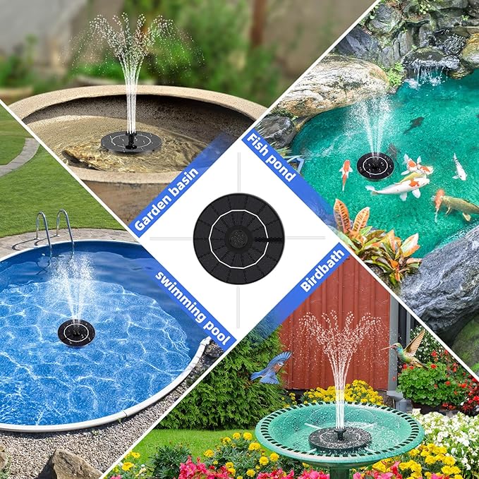 Solar Fountain for Bird Bath, Solar Water Fountain with Multiple Nozzles & Fixed Pipes, Upgraded Version 3.5W Solar Water Pump, Suitable for Bird Bath, Garden, Courtyard, Fish Tank, Outdoor