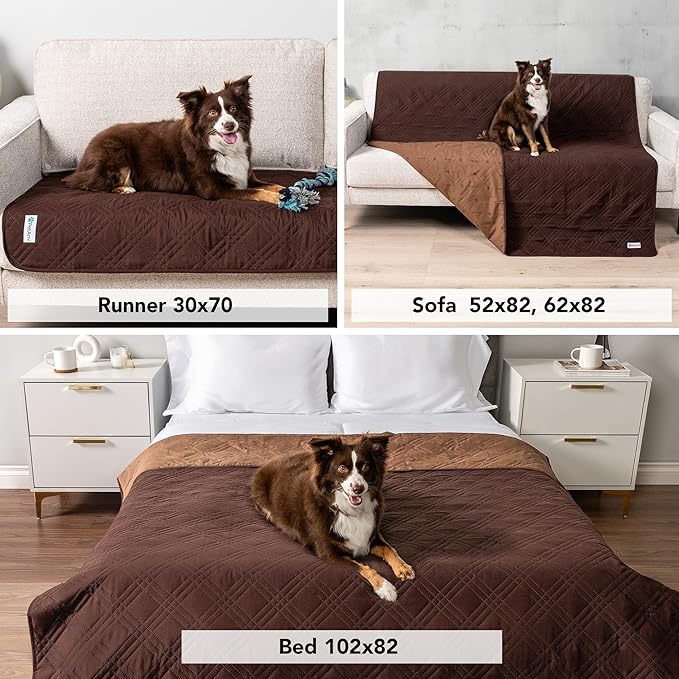 PetAmi Waterproof Bed Cover for Dogs, Waterproof Pet Blanket Couch Cover, Reversible Furniture Cover Sofa Protector for Pet Cat Bed, Washable Waterproof Blanket Dog Cover for Couch Seat, 102x82 Brown