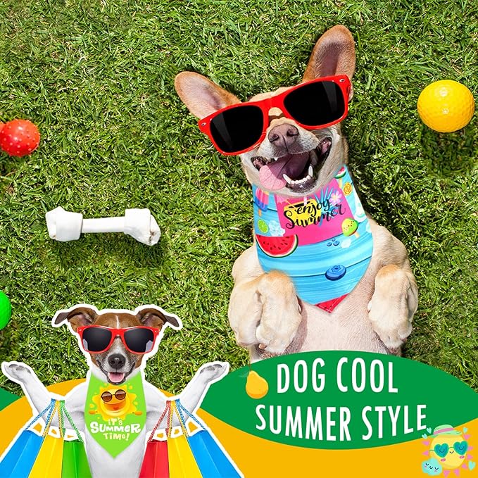 Frienda 20 Pcs Summer Spring Dog Bandanas Hawaiian Style Washable Triangle Pet Bibs Assortment Puppy Kerchief Accessories for Small Medium Pets Dogs Cats(X-Large)