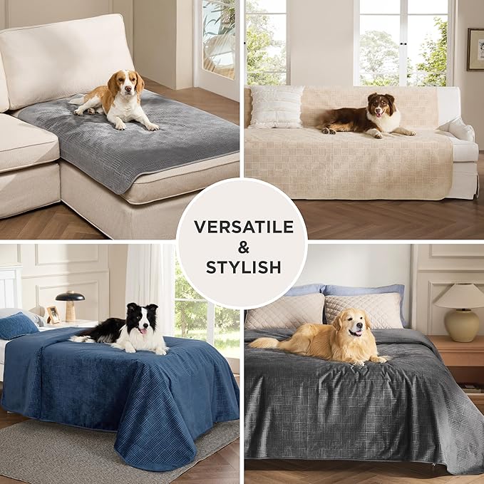 Bedsure Waterproof Couch Cover for Dogs Washable - Waterproof Blanket for Couch Sofa Cozy, Lightweight Furniture Protector for Pet Cat Quick Drying Puppy, Ash Grey, 30x70IN