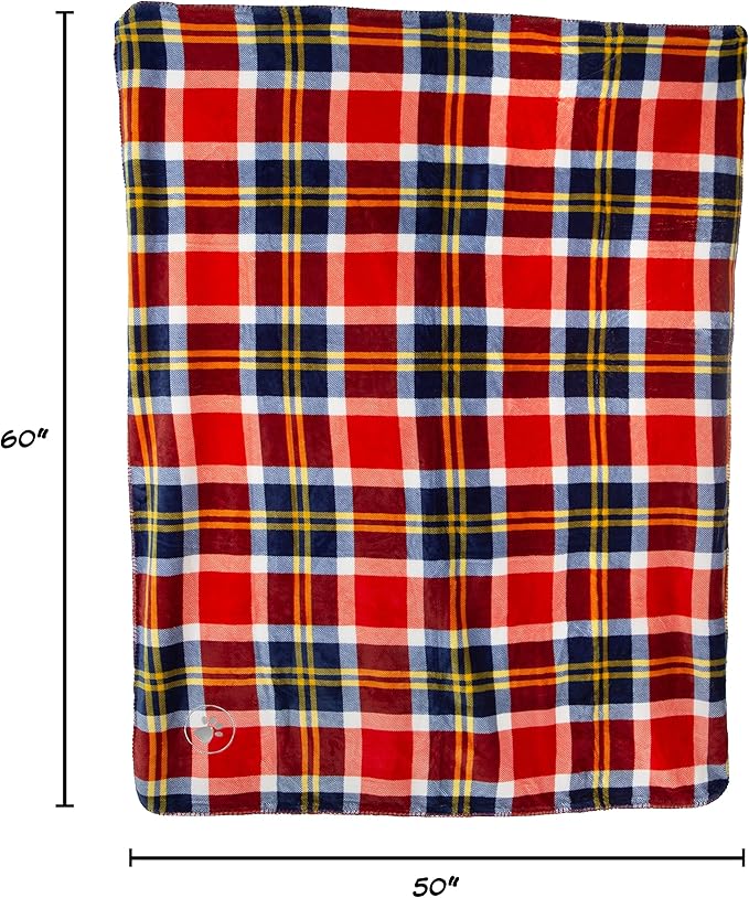 Waterproof Pet Blanket - 50x60 Reversible Plaid Throw Protects Couch, Car, Bed from Spills, Stains, or Fur - Dog and Cat Blankets by Petmaker (Red)