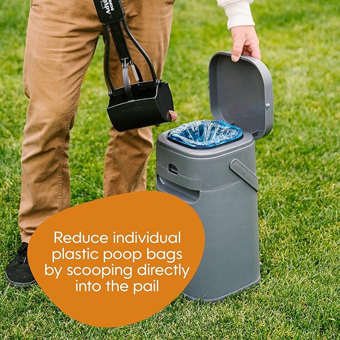 Pet Genie Pail | Dog Waste Disposal System for Outdoor and Indoor Odor Control | Dog Poop Trash can | Includes 1 Square Refill Bag That Lasts up to 2 Months