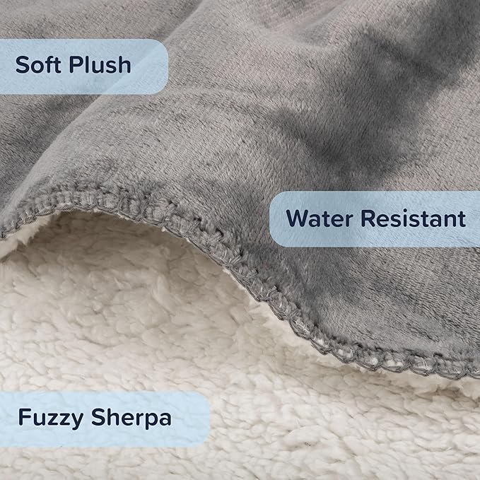 PETMAKER Dog Blanket - 80x100in Reversible Sherpa Blanket - Throw Blankets for Bed, Couch, Crate, or Car - Machine Washable Puppy Essentials (Gray)