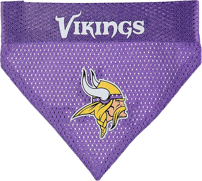 Pets First NFL DOG BANDANA - MINNESOTA VIKINGS REVERSIBLE PET BANDANA. 2 Sided Sports Bandana with a PREMIUM Embroidery TEAM LOGO, Small/Medium. - 2 Sizes & 32 NFL Teams available