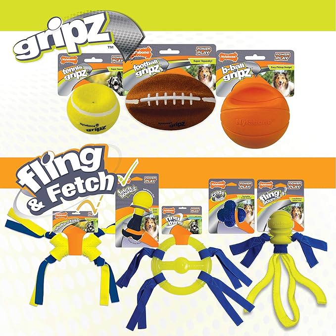 Nylabone Power Play Gripz Felt Basketball Rubber Fetch Toy, Squeaky Ball for Dogs, Large (1 Count)