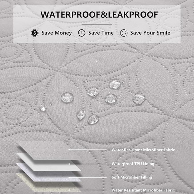 Waterproof Dog Blanket, 68x82 inches Pet Couch Covers for Sofa, Bed Furniture Protector from Dogs Washable and Reversible-Lightgrey+Cream
