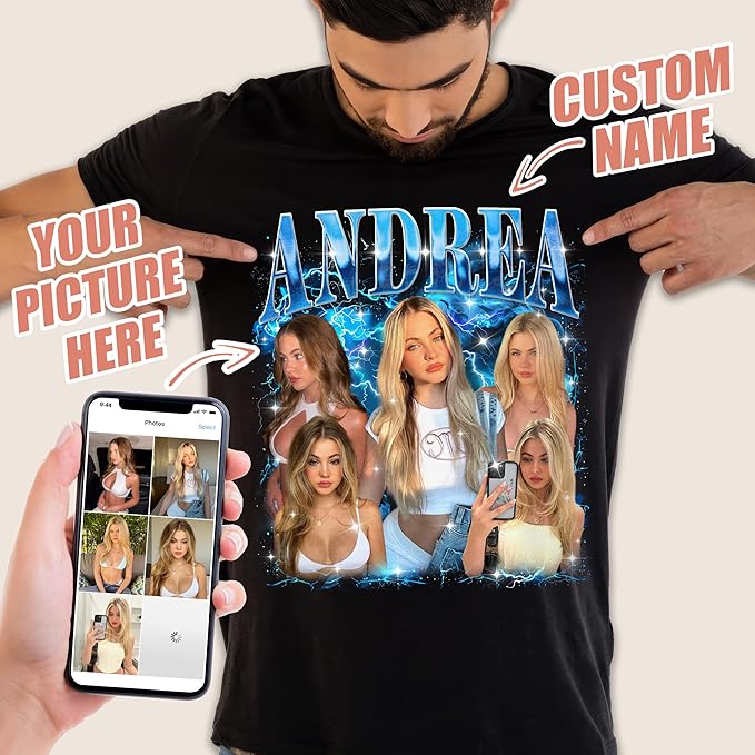 H-DEWALL Custom T Shirts Mineral Wash Tshirt Bootleg Rap Tee Customized Gifts for Boyfriend Birthday Shirts Tops for Women