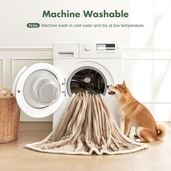 Waterproof Dog Blanket for Couch - Washable Medium Pet Blanket for Furniture Protector, Cozy Fleece Calming Dog Crate Blankets for Indoors & Outdoors, Linen, 30"x40"
