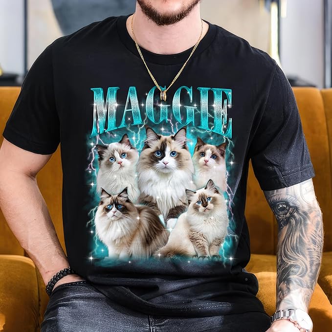 Mit & Mia Custom Your Own Bootleg Rap Shirts for Boyfriend Girlfriend Face Shirt with Photo Gift for Him Her Pet Lovers