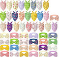 Sanwuta 50 Pcs Dog Bandanas and Collar Bow Ties Set 25 Bandanas Bulk 25 Charm Dog Collar Pet Triangle Pet Scarf Bowtie for Small Medium Large (Spring Fresh)