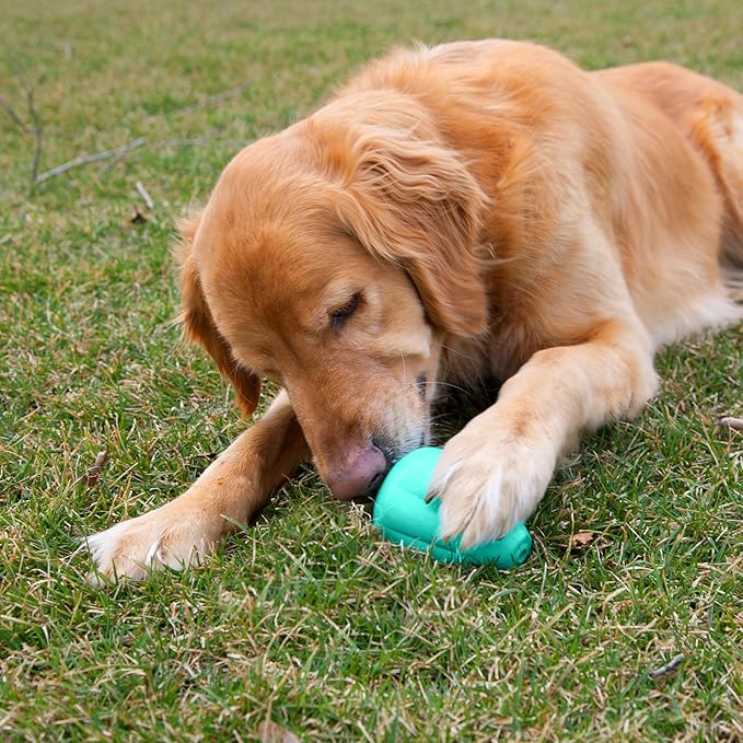 Chew King by Mammoth Premium Treat Dispensing Dog Toy, Durable Natural Rubber Chew Toy, Safety Air Vent, Interactive Enrichment Toy for Aggressive Chewers, Large Pack of 2- Teal