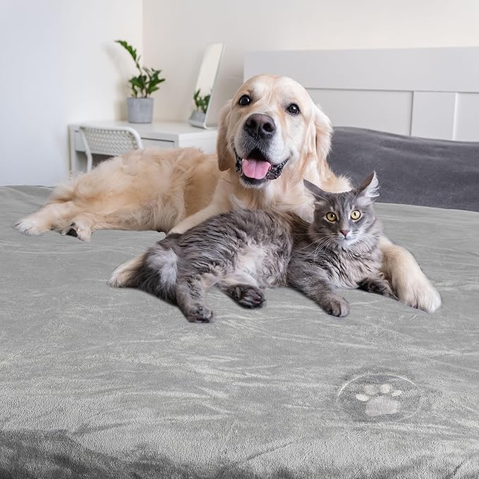 PETMAKER Dog Blanket - 80x100in Reversible Sherpa Blanket - Throw Blankets for Bed, Couch, Crate, or Car - Machine Washable Puppy Essentials (Gray)