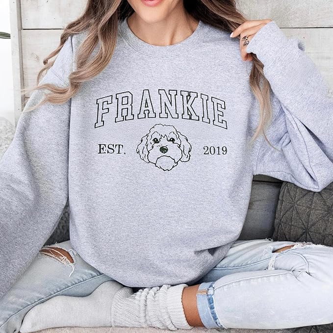 Custom Pet Sweatshirts with Photo and Name, Personalized Dog Sweatshirt, Gifts for Dog Mom, Dad