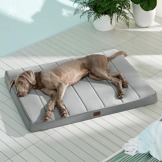 Bedsure Cooling Dog Bed for Crate - Extra Large Comfy Flat Puppy Beds with Removable Washable Cover, Orthopedic Egg Crate Foam Pet Mat, Suitable for Pet Up to 90 lbs