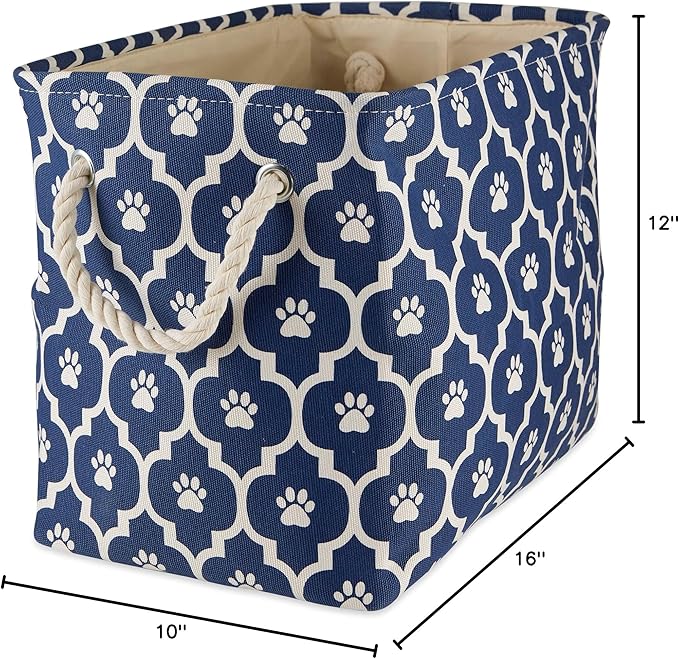 Bone Dry Pet Storage Collection Lattice Paw Print, Nautical Blue, Medium Rectangle
