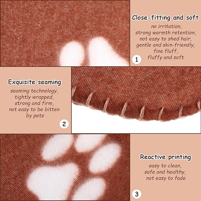 Tatuo 10 Pieces Pet Blankets with Paw Print Dog Cat Fleece Blankets Soft Warm Sleep Mat Pad Bed Cover for Kitten Puppy and Other Small Animals, 24 x 28 Inch(Vibrant Color)
