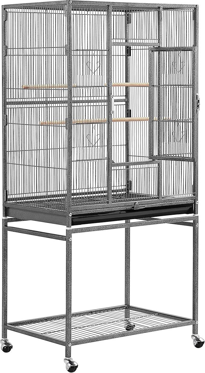 Topeakmart 53.7-inch Bird Cage with Stand Wrought Iron Construction Bird Cage for Parrots Cockatiels Conures Parakeets Budgies Finches Birdcage