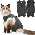 Cat Recovery Suit for Spay Abdominal Wounds, Kitten Onesie Bodysuit for Cats After Surgery, Cat Surgery Recovery Suit Female Cone of Shame Alternative for Cats Anti Licking (Dark Grey,S)