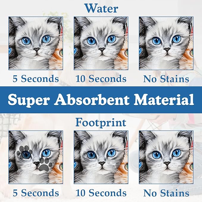 Cute Cats Pet Food Mat for Cats and Dogs–Christmas Stocking Absorbent Quick Dry Feeding Placemat, Non Slip Rubber Base, Waterproof Bowl Mat for Indoor Use, Pet Supplies 12"x20"