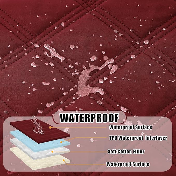 Smiry Waterproof Dog Bed Cover Blanket 52x82, Soft Reversible Pet Blanket, Washable Leakproof Cats Dogs Couch Cover for Sofa, Couch, Furniture, Wine Red/Beige