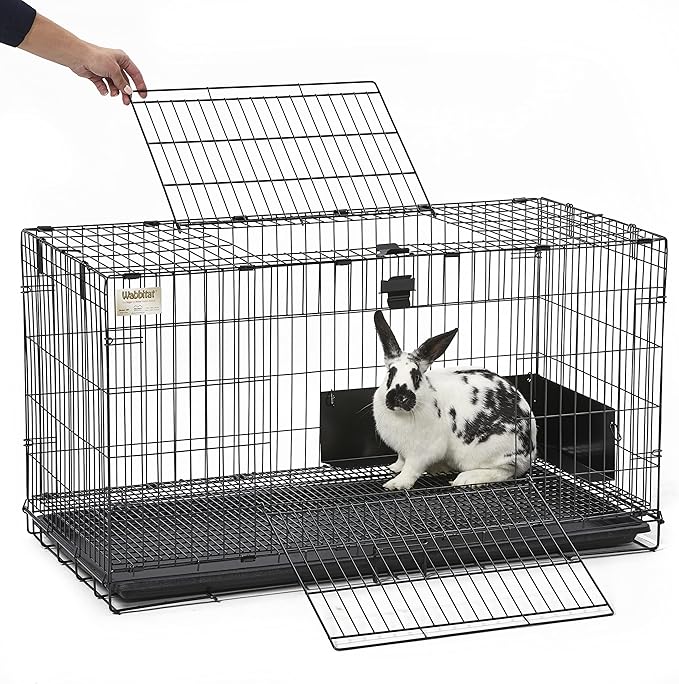 MidWest Homes for Pets Medium Wabbitat Rabbit Cage, Grid Mesh Floor, Removable Tray, Top & Front Door Access, Rust Resistant Finish, No Tools Required