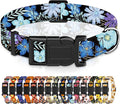 Dog Collar for Boys & Girls, Puppy Collar for Small to Large Dogs, Adjustable Soft Pet Collar with Safety Buckle for Male & Females (Purple Floral, L)