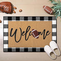 Tinideya 2 Pcs Door Mat Welcome Non Slip Coir Mats Floor Layering Doormats Seasonal for Front Porch Entryway Decor(Football)