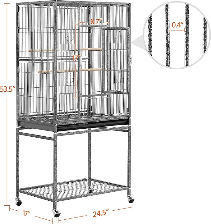 Topeakmart 53.7-inch Bird Cage with Stand Wrought Iron Construction Bird Cage for Parrots Cockatiels Conures Parakeets Budgies Finches Birdcage