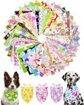 PET SHOW 50 Pack Easter Dog Bandanas Bulk for Extra Large XL Dogs Washable Adjustable Pet Scarf Triangle Bibs for Dogs Green Yellow Purple Decorative Grooming Accessories