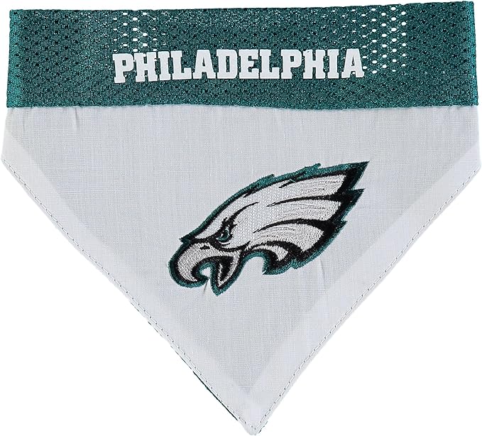 Pets First NFL DOG BANDANA - PHILADELPHIA EAGLES REVERSIBLE PET BANDANA. 2 Sided Sports Bandana with a PREMIUM Embroidery TEAM LOGO, Large/X-Large. - 2 Sizes & 32 NFL Teams available, PHL-3217-L-XL