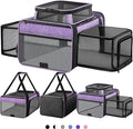 Top and 2 Sides Expandable Pet Carrier 17x11x9.5, TSA Airline Approved Small Dog Carriers for Small Dogs, Soft-Sided Cat Carrier with Self-Locking Zippers for Kitten,Rabbit, Puppy, Guinea Pig Purple