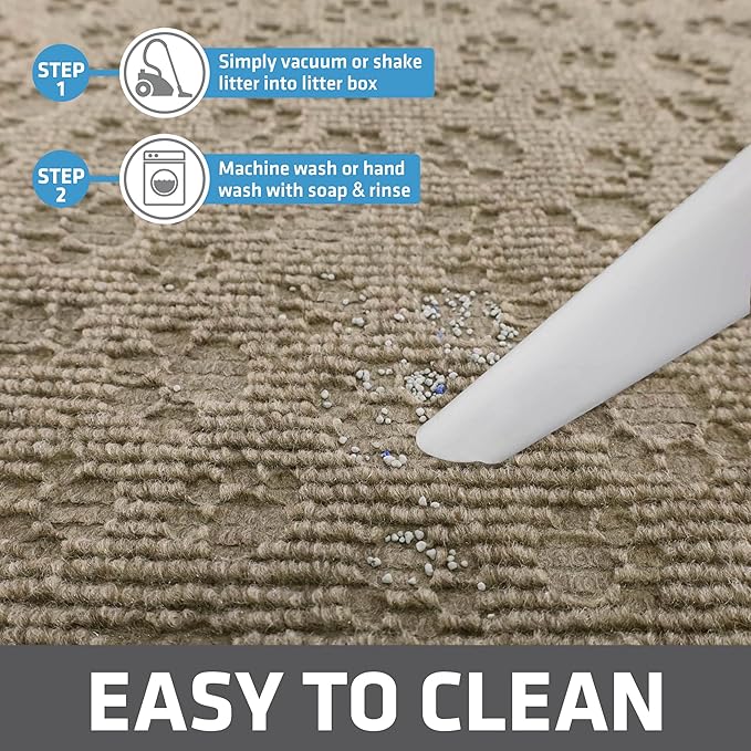 Drymate Cat Litter Box Mat, Litter Trapping Mat, Waterproof, Urine-Proof, Absorbent, Machine Washable, Soft on Paws, Contains Mess, Protects Floors, Kitten Supplies, Tan, 29x36 XL