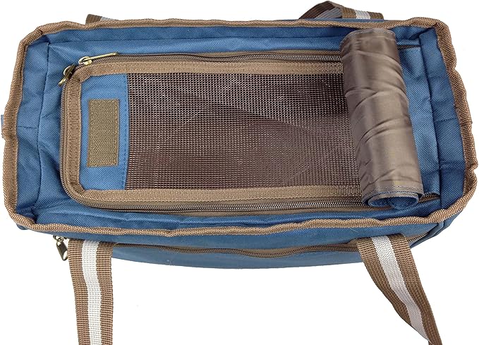 Pet Life ® Dual-Pocketed Fashion Airline Approved Pet Carrier with Included Shoulder Straps and Dual-top mesh Zippers