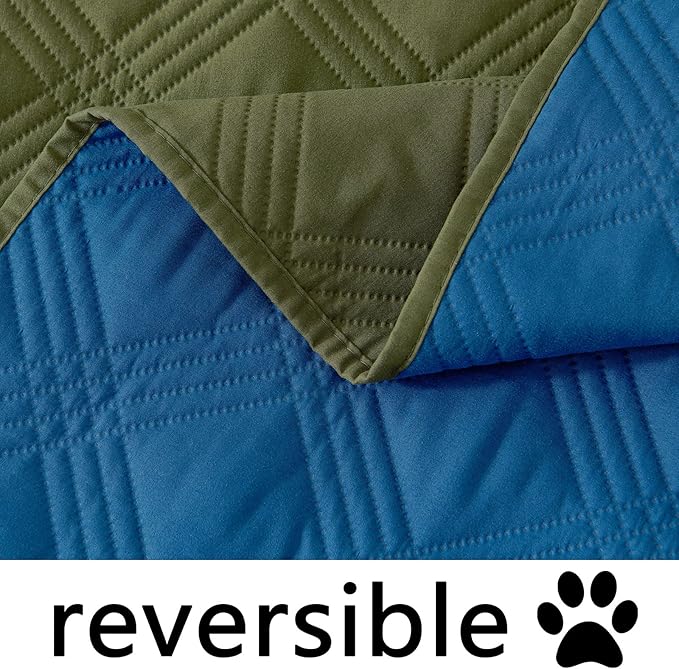 hyha Waterproof Dog Blanket, Reversible Pet Bed Blanket, Soft Sofa Couch Cover for Dogs Washable, Waterproof Pet Couch Covers for Sofa Puppy Cats Furniture Protector(40"x50", Green/Navy Blue)