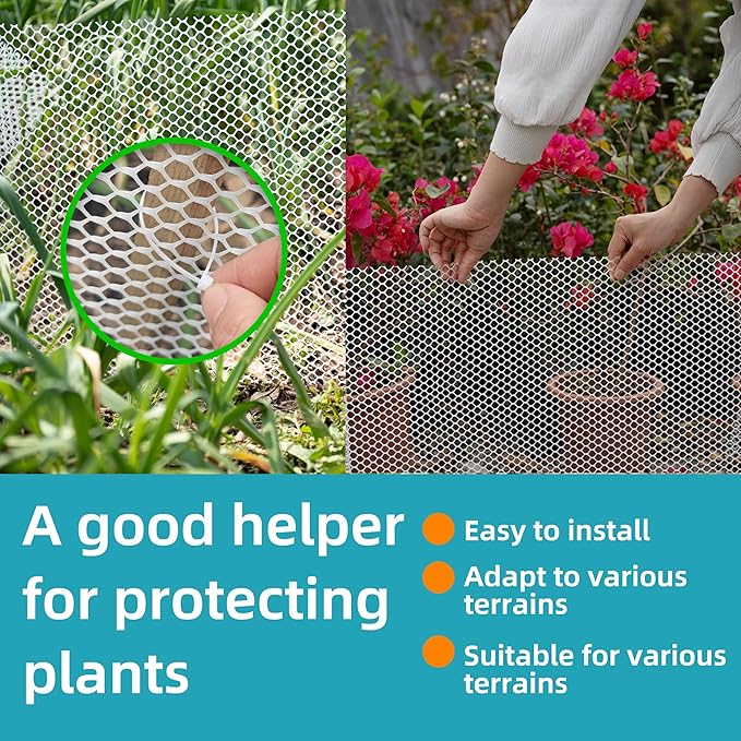 Pet & Garden Safeguard - 15.7IN x 16.4FT Roll - White Plastic Netting, Multi-Use Decorative Fencing for Poultry, Dogs, Rabbits,Chicken and Snake Barrier