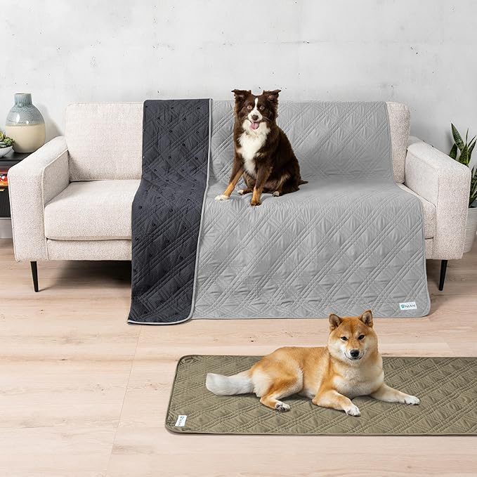 PetAmi Waterproof Bed Cover for Dogs, Pet Blanket Couch Cover, Reversible Furniture Cover Sofa Protector for Pet Cat Bed, Washable Dog Blanket for Seat, 52x82 Light Gray