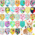 Eccliy 30 Pack Summer Fruit Dog Bandanas Bulk Soft Triangle Dog Scarfs Polyester Bandana Pet Costume Cute Scarf Bibs with Flowers Patterns for Small Medium Large