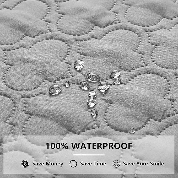 Waterproof Blanket for Bed, Reversible Dog Couch Cover Pet Sofa Furniture Protector Machine Washable King Size(82x102 Inch, Lightgrey+Darkgrey)