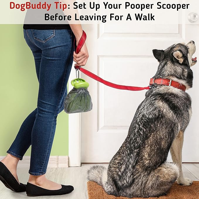 DogBuddy Pooper Scooper, Portable Dog Pooper Scooper, Poop Scooper for Small and Large Dogs, Pooper Scooper With Bag Attachment, Leash Clip and Dog Waste Bags Included (Medium, Mist)