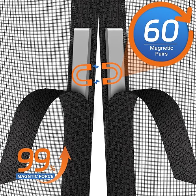 Upgraded PET Mesh Magnetic Screen Door Stronger Than Fiberglass and Polyester,Hands Free,Keep Bugs Out,Pet & Kid Friendly,Suitable for Sliding Doors,Patio and French Doors-64" X 80"